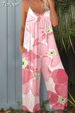 2023 Spaghetti Straps Backless Print Tie Big Wide Leg Pants Women Summer Overalls Jumpsuit Beach Rompers