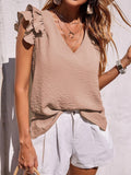 Spring And Summer Women's Casual V-Necked Leaf-Side Vest Shirt Summer Sleeveless