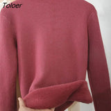 Winter Turtleneck Bottoming Long Sleeve Top Korean Fashion Half High Neck Wood Ears Bright Silk Women Thickening