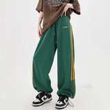 High Waist Women Striped Pants American Retro Loose Wide Leg Pants Y2K Streetwear Fashion Female All Match