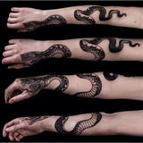 Black Snack Temporary Tattoos For Men Women Neck Arm Body Art Waterproof Fake Tatto Stickers Flash Decals