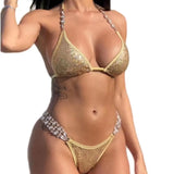 Toloer Hot Beach Vacation Bikini Crystal Diamond Women's Split Swimsuit
