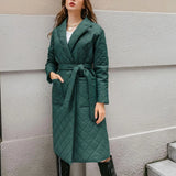 Winter Spring Mid-length Women's Parkas Black Cotton Padded Lace Jacket Light Thin Fashion Elegant Quilted Coats for