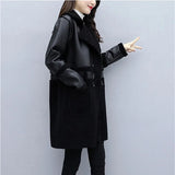Winter Both sides Wear Leather Coat Women Plus size 5XL Plus velvet Thicken Loose Outerwear Female Flocking Jackets