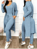 Autumn And Winter Fashion Long Jumpsuit Long Cardigan Leisure Suit Long-Sleeved Spot-Outfit