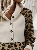 Leopard-Print Sleeve Spliced Cap Long-Sleeved Eds