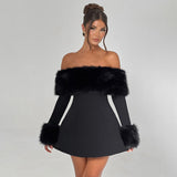 Autumn And Winter New Women's Fashion Temperament Sexy Hair Collar Shoulder Repair A-Word
