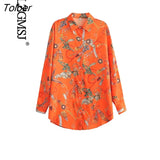 2023 Women Vintage Flower Print Loose Blouse Europe Streetwear Button Shirt Casual Spring Summer Long Sleeve Blouse