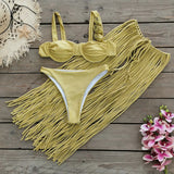 Solid-Color Bikini Three-Piece Split Swimsuit Women 2025 New Tuxedo