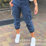 Mid-waist Jeans Trousers 2023 New Women Side Pockets Fashion Vintage Blue Streetwear Feet
