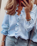 New Women Shirt Ruffle Patchwork Fashion Print Plus Size Tops Casual Loose Streetwear Elegant Office Work Wear
