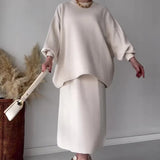 2025 New Solid Color Loose Blouse Casual Lazy Skirt