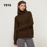 Elegant Solid Knitted Two Piece Set Women Turtleneck Batwing Long Sleeve Loose Sweater Full Length Casual Wide Leg