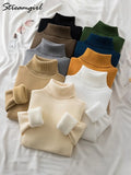 Thick Sweater For Women Winter 2022 White Pullovers Warm Womens Velvet Sweaters Knitted Thicken Warm Pullover