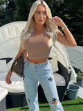 Summer Streetwear Top Women 2022 Sleeveless White Print Embroidery Crop Top Fashion Club Black Blue O Neck Tank Top