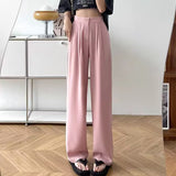 Toloer Leg Pants Female Spring And Autumn High Waist Loose Large Size Pants Hanging Sense Camel Color Autumn Thin Narrow Version Straight Pants Suit Pants-Outfit