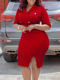 Large-Size Women's Clothing 2025 Winter New Suit Collared Hips Thin Open Fork OL Professional African