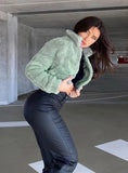 Green Turtleneck Zipper Fleece