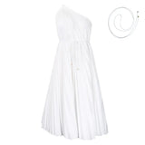 Women's 2025 Summer New Solid-Colored Oblique Shoulder Strap A Skirt Loose Pressure