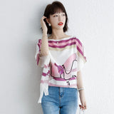size ladies shirts Fashion printing Women's shirts oversized Tees silk T shirts Casual Tshirt short Sleeve Tee