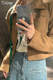 Jacket Woman Turndown Collar Fashion Cropped Tops 2023 Ropa Mujer Casual Vintage Fashion Outwear Women's