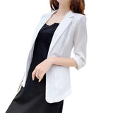 Toloer And Linen Imitation Hemp Small Suit Female 2024 Summer Thin Korean Version Leisure Slim Show Thin Professional Seven Minutes Sleeve Suit Coat-Outfit