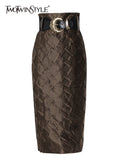 Patchwork Belt Skirts For Female Solid Color High Waist Slimming Women's Elegant Skirt Fashion Autumn New