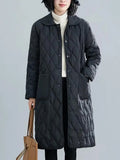 Woman Winter 2022 Parkas Black Lapel Single Breasted Gingham Jacket Female Clothing Trench Coats Oversize Jacket