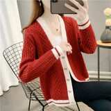 2024 New Short-Sleeved Short Twist Knitted Cardigan Lady's Short Sweater With Loose Sweater-Outfit