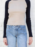 Vintage Patchwork Ribbed T-shirt Women Autumn Casual O-Neck Long Sleeve Tee Shirt Retro Streetwear Y2K T Shirts Tops-Outfit