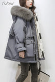 Women Down Jacket Winter 90% White Duck Down Jackets Female Real Fox Fur Collar Hooded Parkas Lady Coats Casaco Hooded