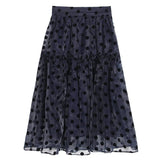 Sweet Dot Sheer Mesh Women's Clothing High Waist Patchwork Colorblock A Line Long Skirts Female 2022 Spring