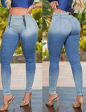 Winter Blue Gradient Zippers High Waist Fitting