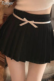 Women Pleated Mini Skirts Summer Fashion Bow Bandages A Line Skirts Y2K Casual Streetwear High Waist Female Jk Skirts
