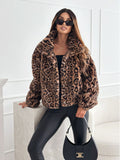 Autumn And Winter New Leopard Print Collar Fashion Temperament Hairy Short Coat Plus Thick Female