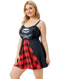 Strap Skulls Print Plus Size One Piece
