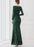 Winter Elegant Deep V Neck Long Sleeve Slit Cocktail Eevening