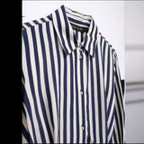 Spring Style Striped Flute Shirt-Style Belt Dress 2783816-Outfit