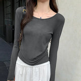 Basic T-Shirt With Bottomed T-Shirt Under Long Shoulder Sleeves New Style Thin Blouse In Spring And Autumn 2024-Outfit