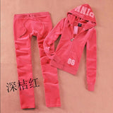 / Fall 2021 PINK Women's Brand Velvet Fabric Tracksuits Velour Suit Women Tracksuit Hoodies And Pants SIZE S - XL