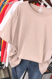 100% Cotton M-4XL T Shirt Solid Color Tshirt Basic Short Sleeve Women's Top Summer Couple O Neck Oversized T