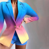Commuting Printing Elegant Slim-fit Short Pants Two-piece