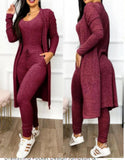 Autumn And Winter Fashion Long Jumpsuit Long Cardigan Leisure Suit Long-Sleeved Spot-Outfit