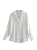 Vintage Solid Satin Blouse Shirts Female Fashion Casual Long Sleeve Button Up Shirt 2022 Ladies Chic Pink Overshirt
