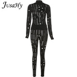 Autumn Solid Hollow Out Women's Two Pieces Sets Turtleneck Long Sleeves Crop Top And Pants Body-Shaping Matching