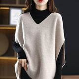 Vest Women Autumn Korean Style Loose Knitted V-neck Outerwear Simple Solid All-match Trendy Leisure Harajuku Elegant