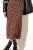 Vintage Y2k Floral Long Skirt Women Retro Print Mesh Patchwork Slim High Waist Elegant A-line Midi Skirt 90s