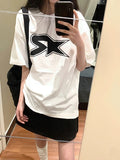 Street Oversize T-Shirt with Star Pattern and Short