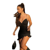 Toloer Sexy V Dew Back Belt Ape To Show Chest Irregular Flounce