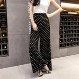 Women Korean Style Spring Summer Point Wide Leg Womens High Waist Chiffon Elegant Breathable Comfortable Trendy